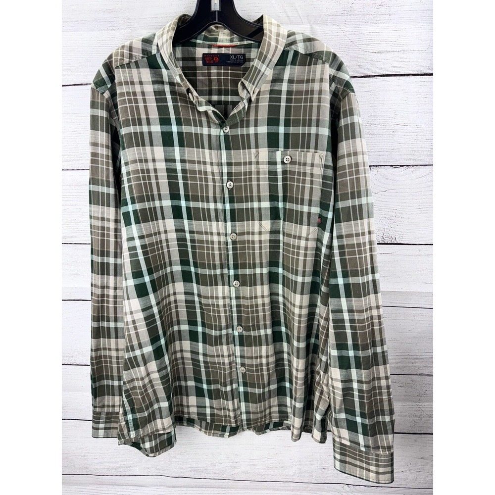 Men's Plaid Button-Down Shirt - Green & Gray